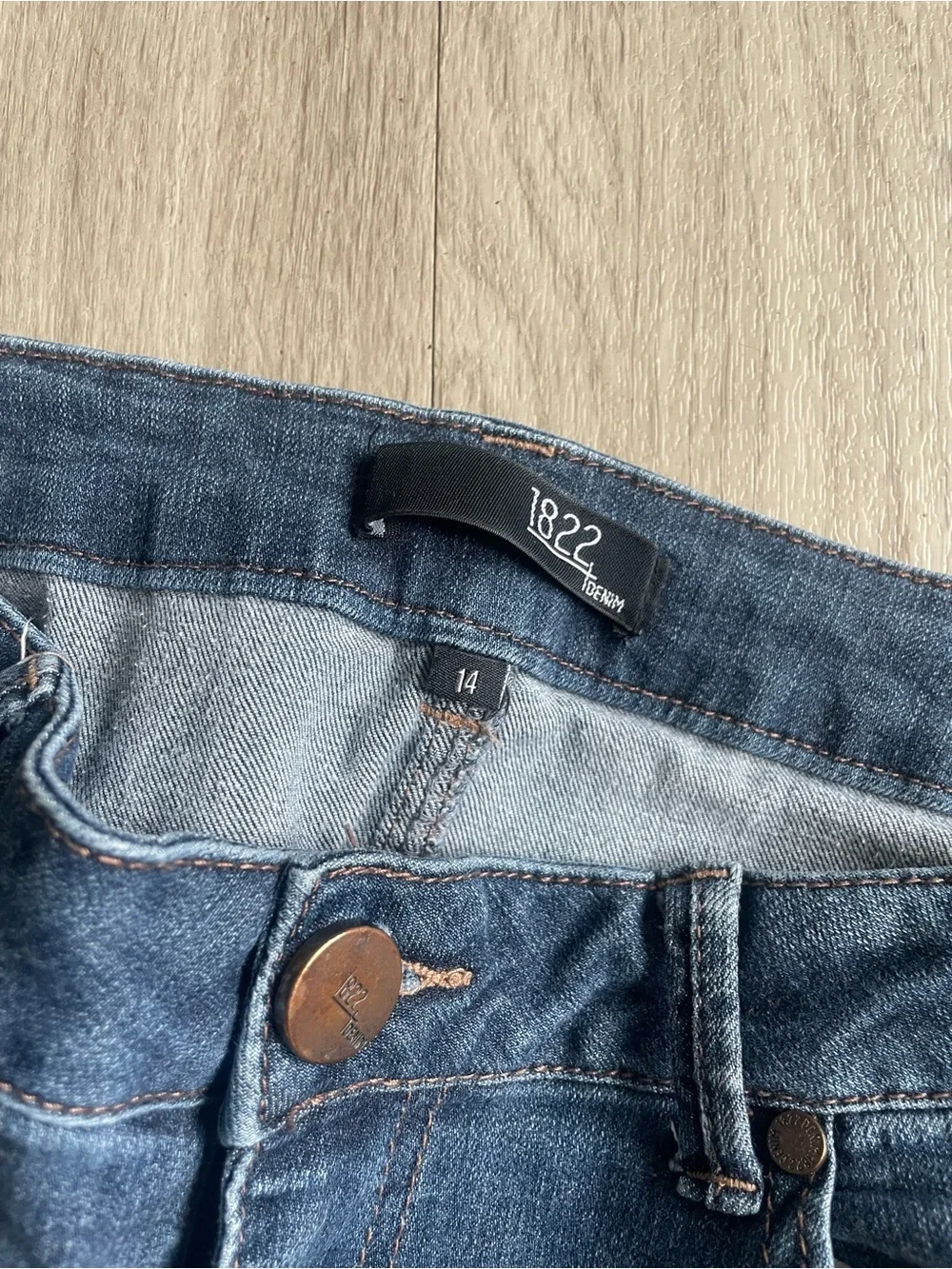 1822 Denim Dark Blue Cuffed Ankle Jeans